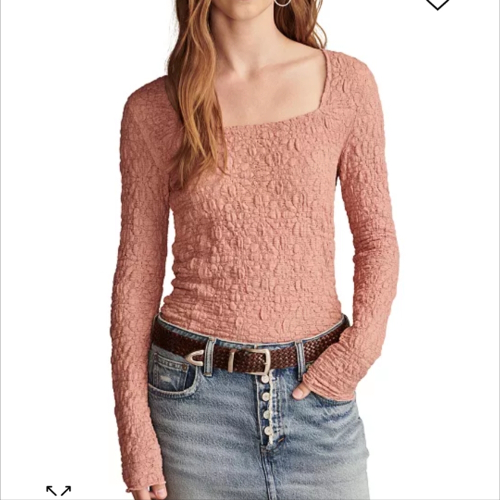 Lucky brand long sleeve textured shirt light mauve